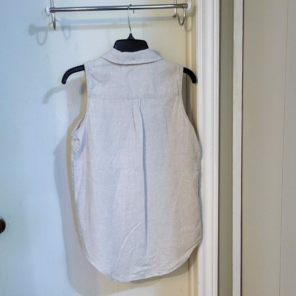 CORE life Sleeveless Blouse with Collar - 100% Linen - Picture 2 of 5